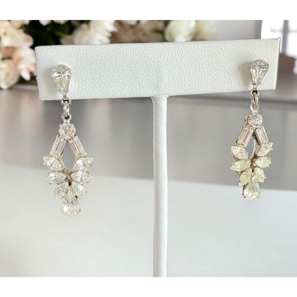 Ti Adoro Earrings Crystal Bridal Quinceanera Formal Prom Runway High End 6S - Picture 3 of 4